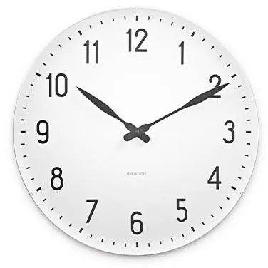 Arne Jacobsen Station Vægur - Ø:16 cm - Hvid/sort